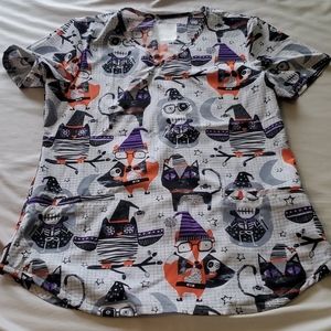 Womens Halloween scrub top